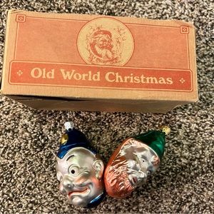 Vintage Inge Hand Blown Christmas Ornaments - Leprechan/Policeman - Hand Painted